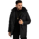 Erkek Siyah Polarlı Su Ve Rüzgar Geçirmez Kapüşonlu Kışlık Mont & Kaban & Parka