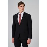 Erkek Siyah Poliviskon Basic Slim Fit Sivri Yaka Takım Elbise - 6 Drop - 52