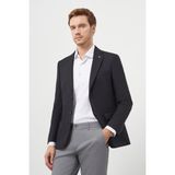 Erkek Siyah Poliviskon Slim Fit Mono Yaka Klasik Ceket - 54 - 6 Drop