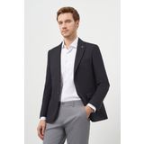 Erkek Siyah Poliviskon Slim Fit Mono Yaka Klasik Ceket