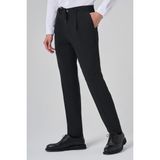 Erkek Siyah Poliviskon Trend Çizgili Slim Fit Jogger Pantolon