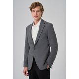 Erkek Siyah Poliviskon Trend Desenli Slim Fit Mono Yaka Dokuma Ceket - 6 Drop - 52