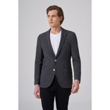 Erkek Siyah Polyester Trend Desenli Slim Fit Ceket