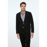 Erkek Siyah Rayon Trend Düz Slim Fit Mono Yaka Ceket