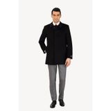 Erkek Siyah Regular Fit Kaşmir Kısa Kaban