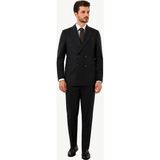 Erkek Siyah Regular Fit Kruvaze Takım Elbise - 54 / 6 - 6 Drop