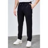 Erkek Siyah Relaxed Fit Yandan Cepli Beli Lastikli Bağcıklı Duble Paça Jogger Pantolon BOLT-1996 - 2XL