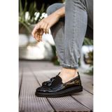 Erkek Siyah Rugan Püsküllü Loafer Ayakkabı - 002 - RBT Loafer Verniciata SIYAH