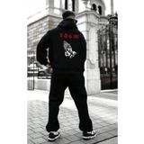 Erkek Siyah Sırt God We Baskılı Oversize Kapşonlud Sweatshirt
