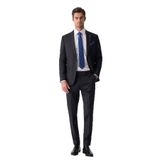 Erkek Siyah Slim Fit Çizgili%100 Yün Takım Elbise