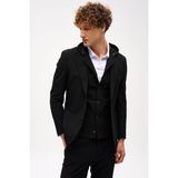 Erkek Siyah Slim Fit / Dar Kalıp Mono Yaka Kombinli Takım Elbise - 50