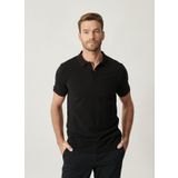 Erkek Siyah Slim Fit Dar Kesim Polo Yaka %100 Pamuk Tisört