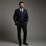 Erkek Siyah Slim Fit Takım Elbise, 46 Beden İLAYDA EMİR