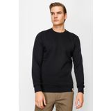 Erkek Siyah Standart Bisiklet Yaka Sweatshirt