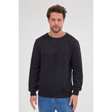 Erkek Siyah Standart Fit Normal Kesim Pamuklu Basic Bisiklet Yaka Sweatshirt - 2XL