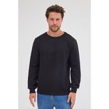 Erkek Siyah Standart Fit Normal Kesim Pamuklu Basic Bisiklet Yaka Sweatshirt