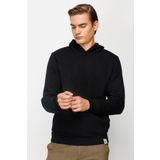 Erkek Siyah Standart Kapşonlu Sweatshirt