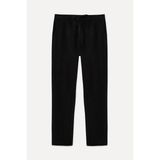 Erkek Siyah Straight Fit Keten Pantolon