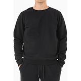 Erkek Siyah Sweatshirt Bisiklet Yaka Rahat Kalıp 3 iplik Şardonlu Nakışlı
