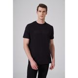 Erkek Siyah Trend Baskılı Bisiklet Yaka Dinamik Fit T-shirt