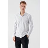 Erkek Siyah Trend Baskılı Desenli İtalyan Yaka Slim Fit gömlek