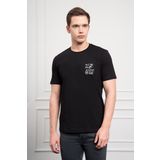 Erkek Siyah Trend Bisiklet Yaka Dinamik Fit Pamuk T-Shirt