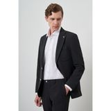 Erkek Siyah Trend Çizgili Slim Fit Mono Yaka Takım Elbise - 46 - 6 Drop