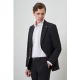 Erkek Siyah Trend Çizgili Slim Fit Mono Yaka Takım Elbise