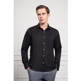 Erkek Siyah Trend İtalyan Yaka Slim Fit Dar Kesim Gömlek