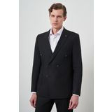 Erkek Siyah Trend Kruvaze Slim Fit Takım Elbise