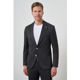 Erkek Siyah Trend Slim Fit Yandan Lastikli Mono Yaka Takım Elbise