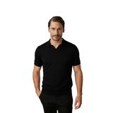Erkek Siyah Triko Polo Yaka Tişört – Şık ve Modern Fit