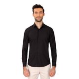 Erkek Siyah Uzun Kol Slim Fit %100 Pamuk Gömlek