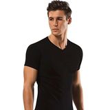Erkek Siyah V Yaka Kısa Kollu Bambu T-Shirt Atlet (Siyah/S)