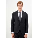 Erkek Siyah Yünlü Platinium Düz Desen Slim Fit Mono Yaka Takım Elbise - 48 - 6 Drop