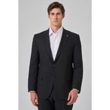 Erkek Siyah Yünlü Trend Desenli Dynamic Fit Mono Yaka Takım Elbise - 6 Drop - 60