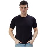 Erkek Siyah%100 Pamuk Bisiklet Yaka Kısa Kollu Triko Kazak TRIST-7106-2XL