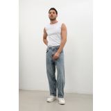 Erkek Skater Fit Jean Pantolon Buz Mavisi