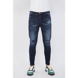 Erkek Skinny Ripped Patch Detaylı Jean Lacivert