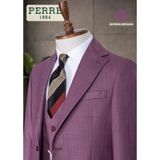 Erkek Slim Fit 3'lü Takım Elbise – Ceket, Yelek ve Pantolon – Likralı Viskon Kumaş - Bordo - 6 Drop - 52