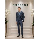 Erkek Slim Fit 3'lü Takım Elbise – Ceket, Yelek ve Pantolon – Likralı Viskon Kumaş - Indigo - 6 Drop - 50