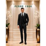 Erkek Slim Fit 3'lü Takım Elbise – Ceket, Yelek ve Pantolon – Likralı Viskon Kumaş - Siyah - 6 Drop - 56