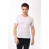 Erkek Slim Fit Basic Bisiklet Yaka Kısa Kollu T-Shirt Tişört Beyaz