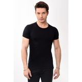 Erkek Slim Fit Basic Bisiklet Yaka Kısa Kollu T-Shirt Tişört Siyah