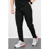 Erkek Slim Fit Beli Lastikli Double Paça Kalın Kumaş Jogger Pantolon Siyah Edw072