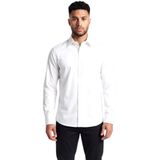 Erkek Slim Fit Beli Logo İşlemeli Pamuklu Uzun Kollu Beyaz Gömlek 26413812-010