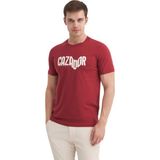 Erkek Slim Fit Bisiklet Yaka Pamuklu Baskılı Tişört 4230 - Bordo