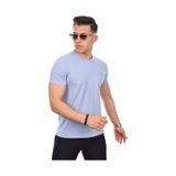 Erkek Slim Fit Bisiklet Yaka Tişört Açık Mavi