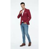 Erkek Slim Fit Blazer Ceket – Plus Scorpion Tek Düğmeli Spor & Klasik Kombin - 48 - 6 Drop - Bordo