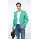 Erkek Slim Fit Blazer Ceket – Plus Scorpion Tek Düğmeli Spor & Klasik Kombin - 54 - 6 Drop - Açık Yeşil